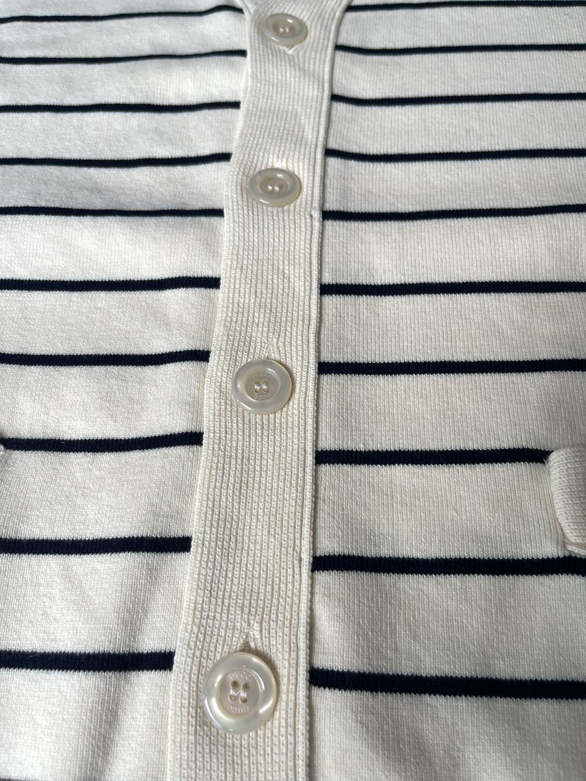 Gucci 25Fw Navy Blue Striped Contrast Knit Cardigan 109556