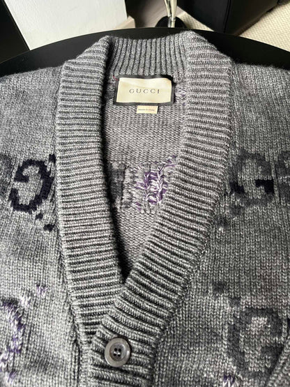 Gucci 25FW Double G Gradient All-Over Print Knit Cardigan 109548