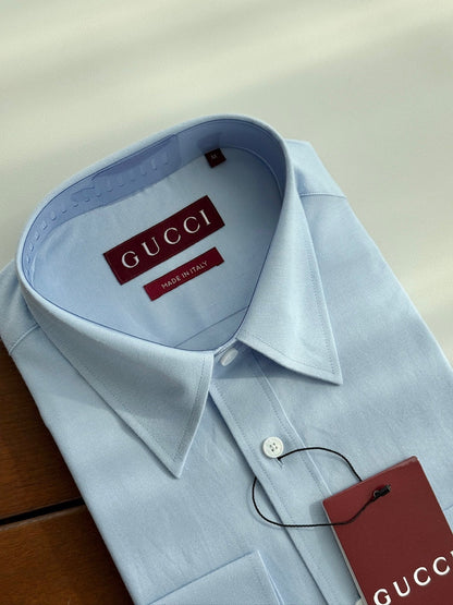 Gucci 25Ss Business Shirt 100s Double-Ply Premium Oxford Fabric Light Blue 108566