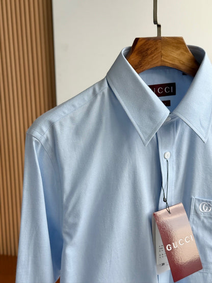 Gucci 25Ss Business Shirt 100s Double-Ply Premium Oxford Fabric Light Blue 108566