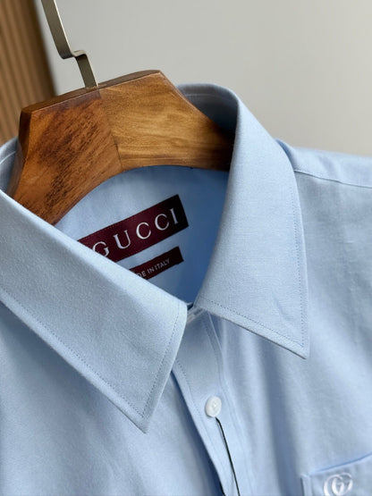 Gucci 25Ss Business Shirt 100s Double-Ply Premium Oxford Fabric Light Blue 108566