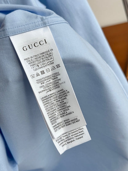 Gucci 25Ss Business Shirt 100s Double-Ply Premium Oxford Fabric Light Blue 108566