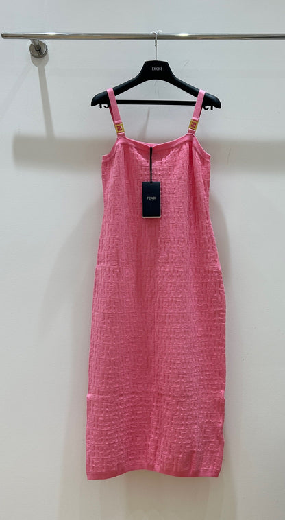 Fendi Letter Jacquard Viscose Sleeveless Dress