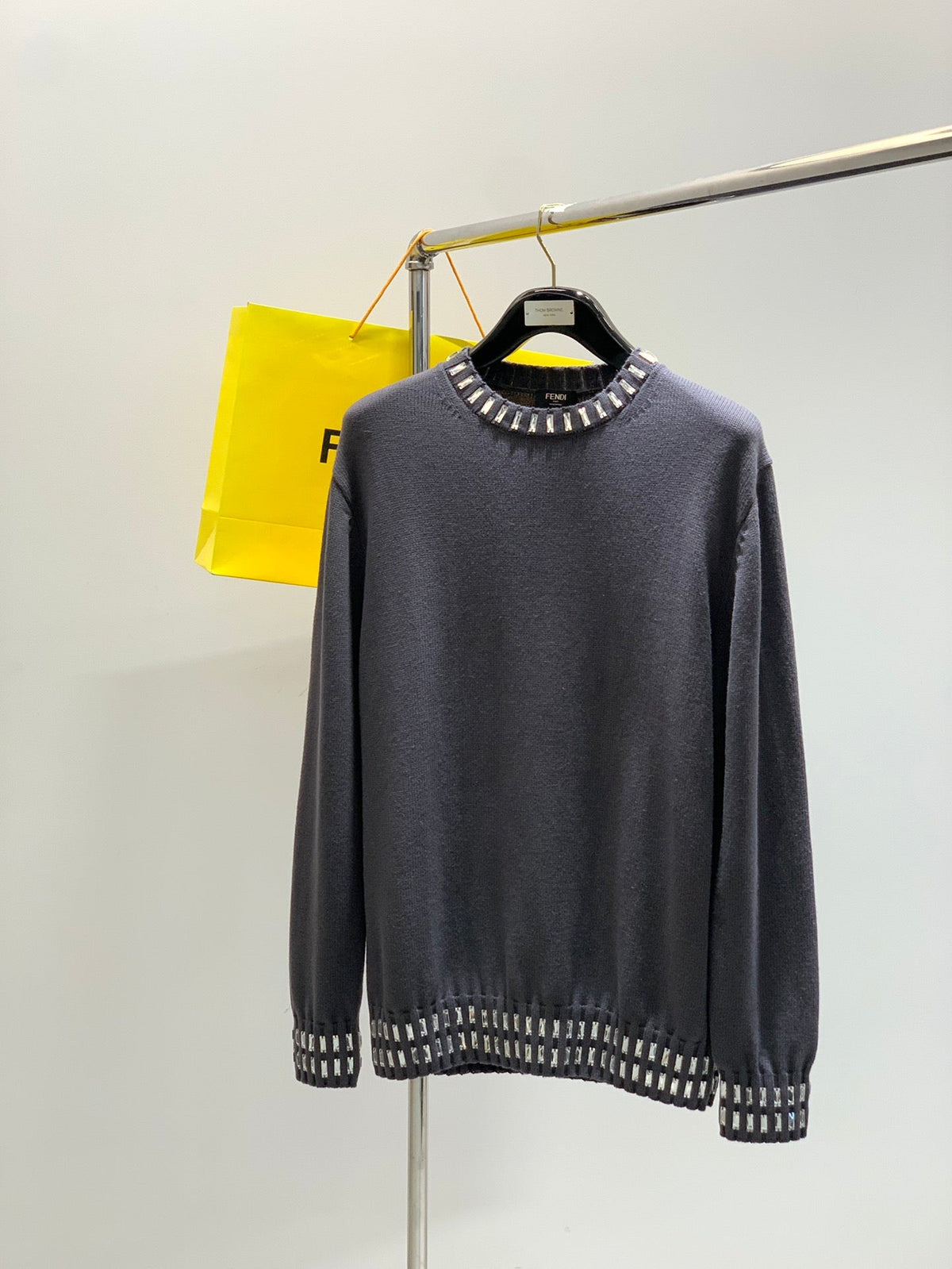 Fendi 25 Lazy-Style Crewneck Sweater Dark Brown Cotton