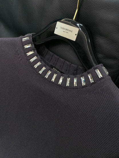 Fendi 25 Lazy-Style Crewneck Sweater Dark Brown Cotton