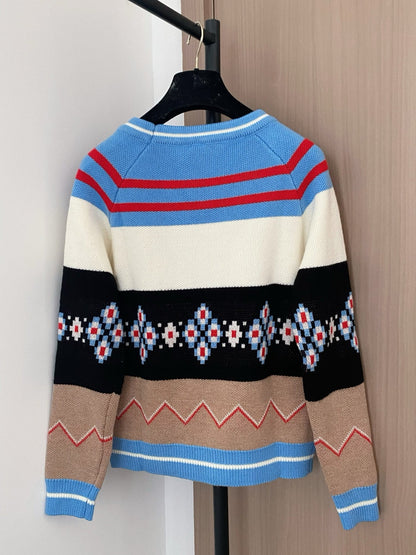 Fendi 25 Round Neck Pockets Mix Colors Viscose Cardigan