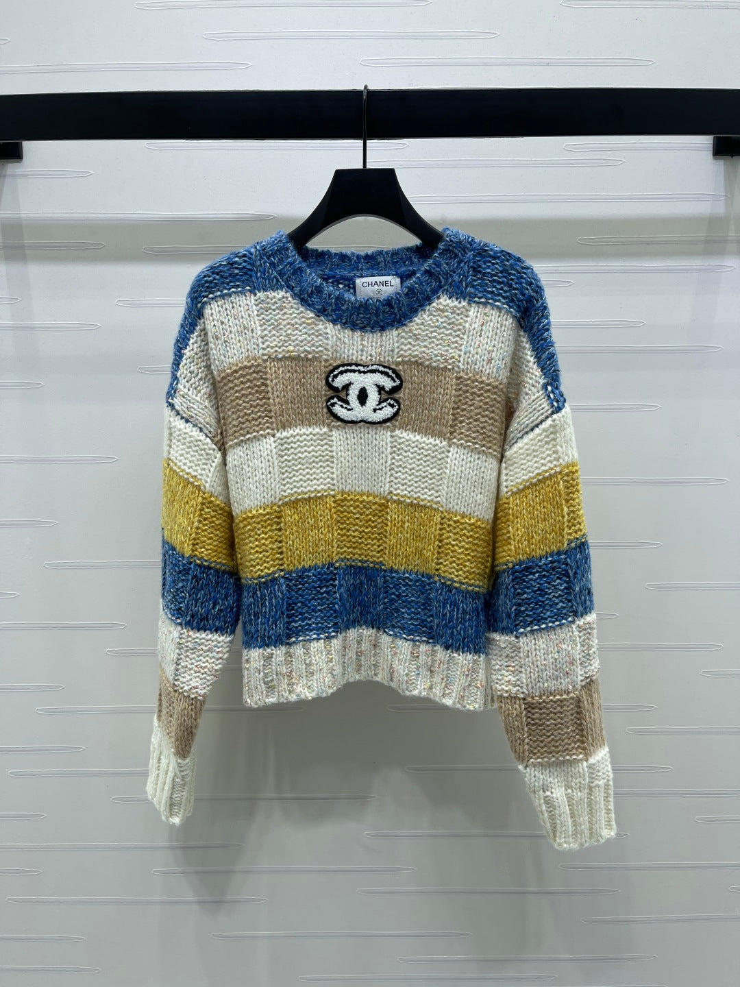 CC 25 Striped Long-Sleeved Pullover Sweater Blue Wool
