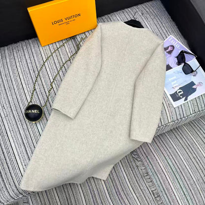 LV 25FW Double-Faced Wool Long Coat Light Gray 311668