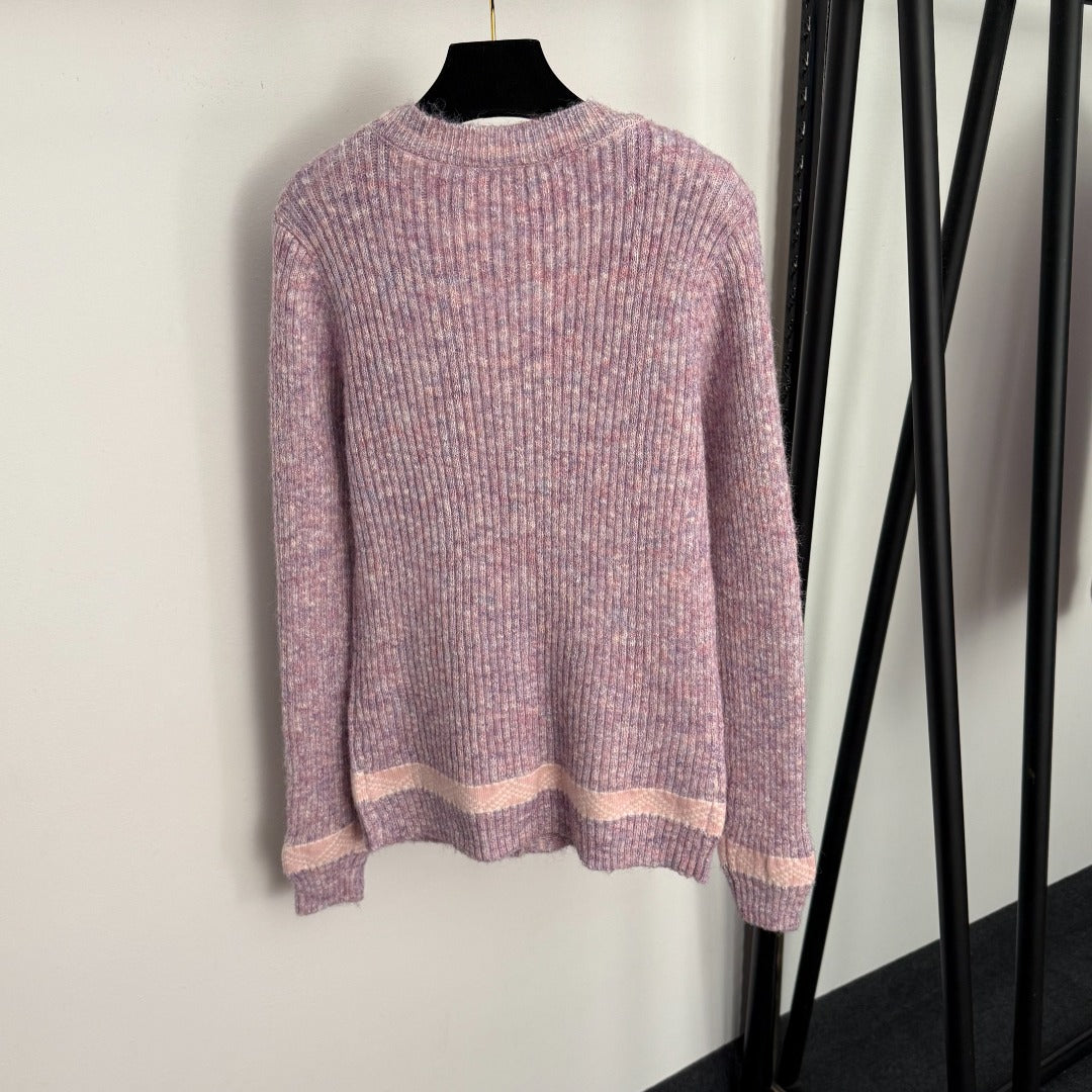 CC Single-breasted V-neck Long-sleeved Knitted Cardigan