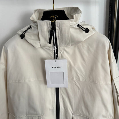 CC Pocket Velcro Long-sleeved Hooded Windbreaker Jacket