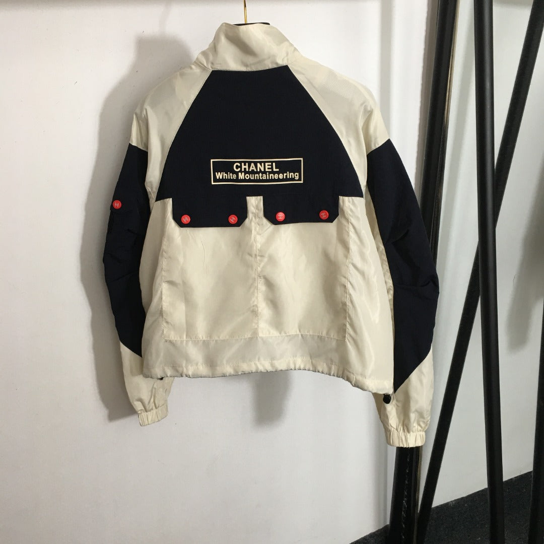 CC Logo Letter Offset Color Multi-pocket Long-sleeved Windbreaker Jacket