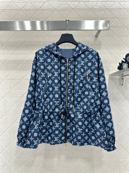 LV 26 Hooded Drawstring Windbreaker Jacket