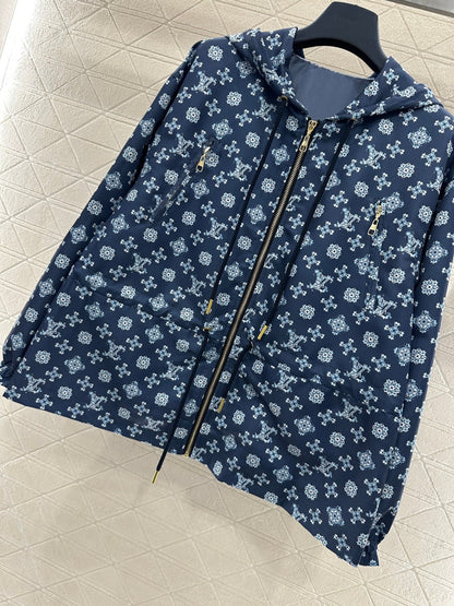 LV 26 Hooded Drawstring Windbreaker Jacket