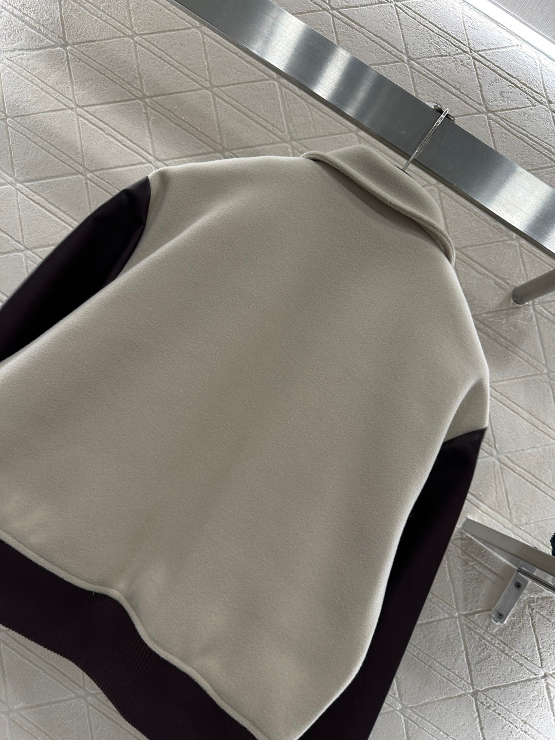 LV 26 Patchwork Leather Baseball Wool Jacket