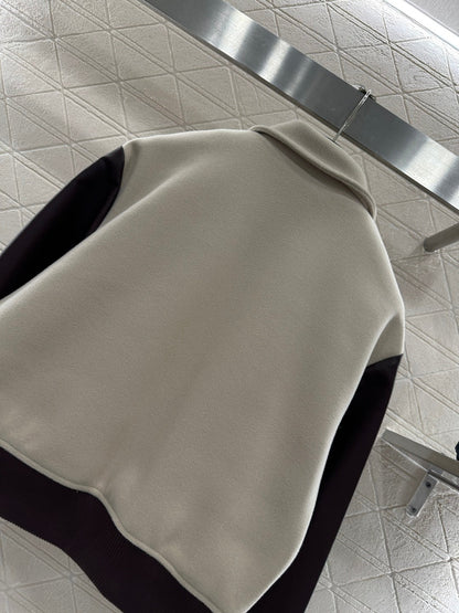 LV 26 Patchwork Leather Baseball Wool Jacket