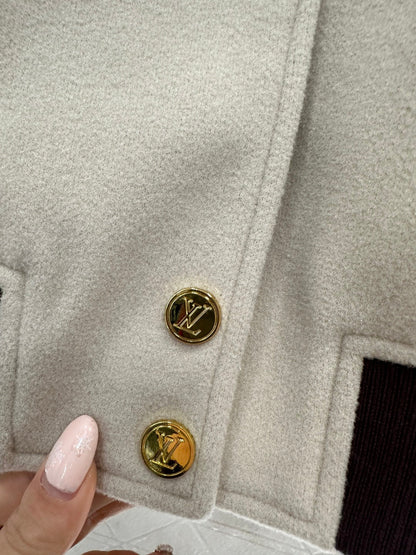 LV 26 Patchwork Leather Baseball Wool Jacket