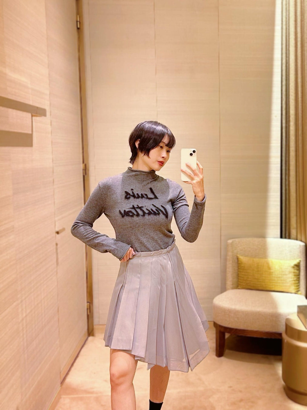 LV 25 Color-blocked Letter Embroidered Mock Neck Sweater