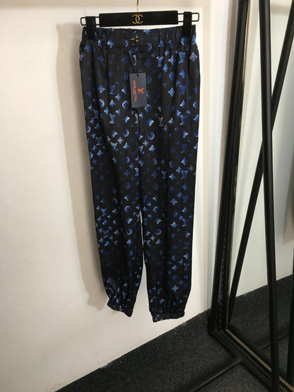 LV Monogram Logo Trousers with Zip Pockets