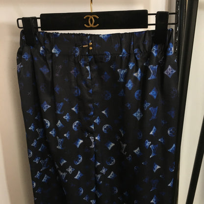 LV Monogram Logo Trousers with Zip Pockets