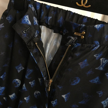 LV Monogram Logo Trousers with Zip Pockets