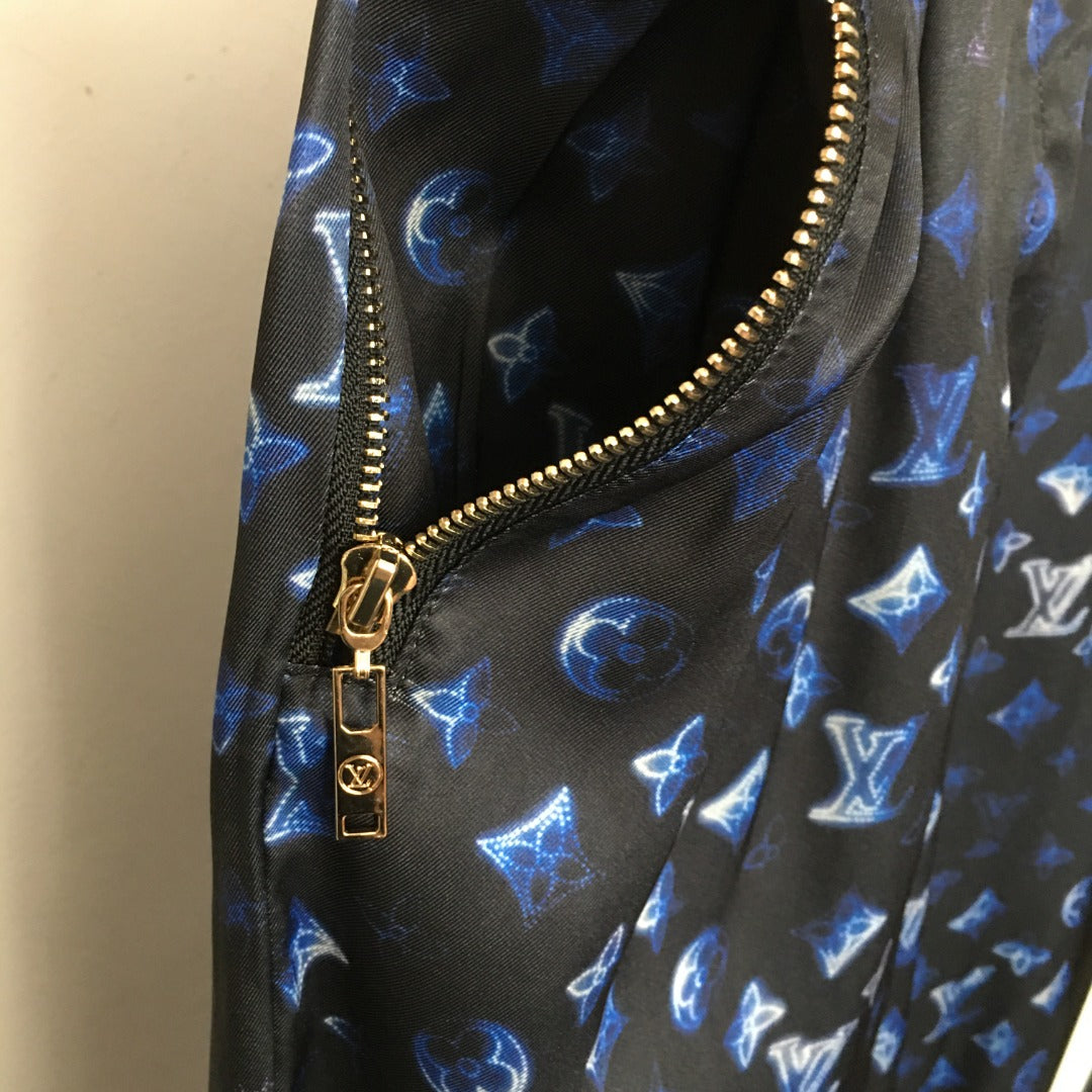 LV Monogram Logo Trousers with Zip Pockets
