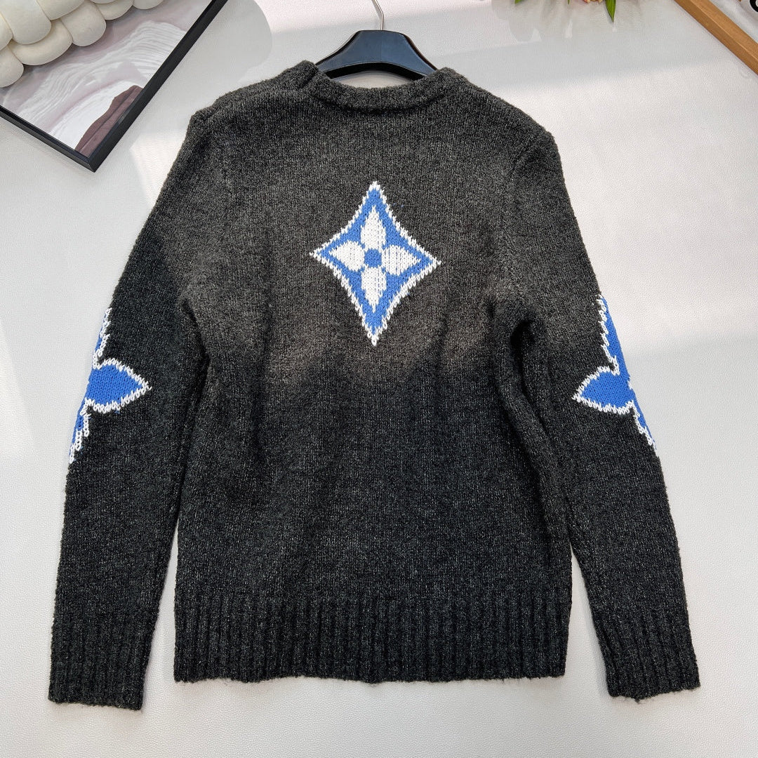 LV Jacquard Four-Leaf Clover Wool Knit Sweater 799502