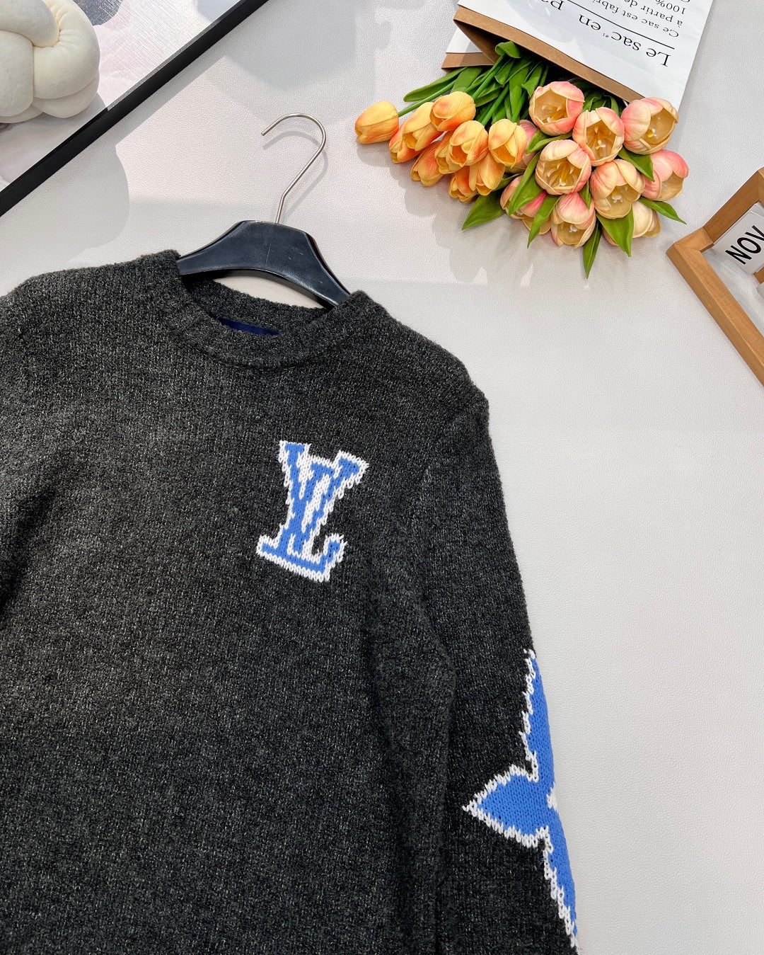 LV Jacquard Four-Leaf Clover Wool Knit Sweater 799502