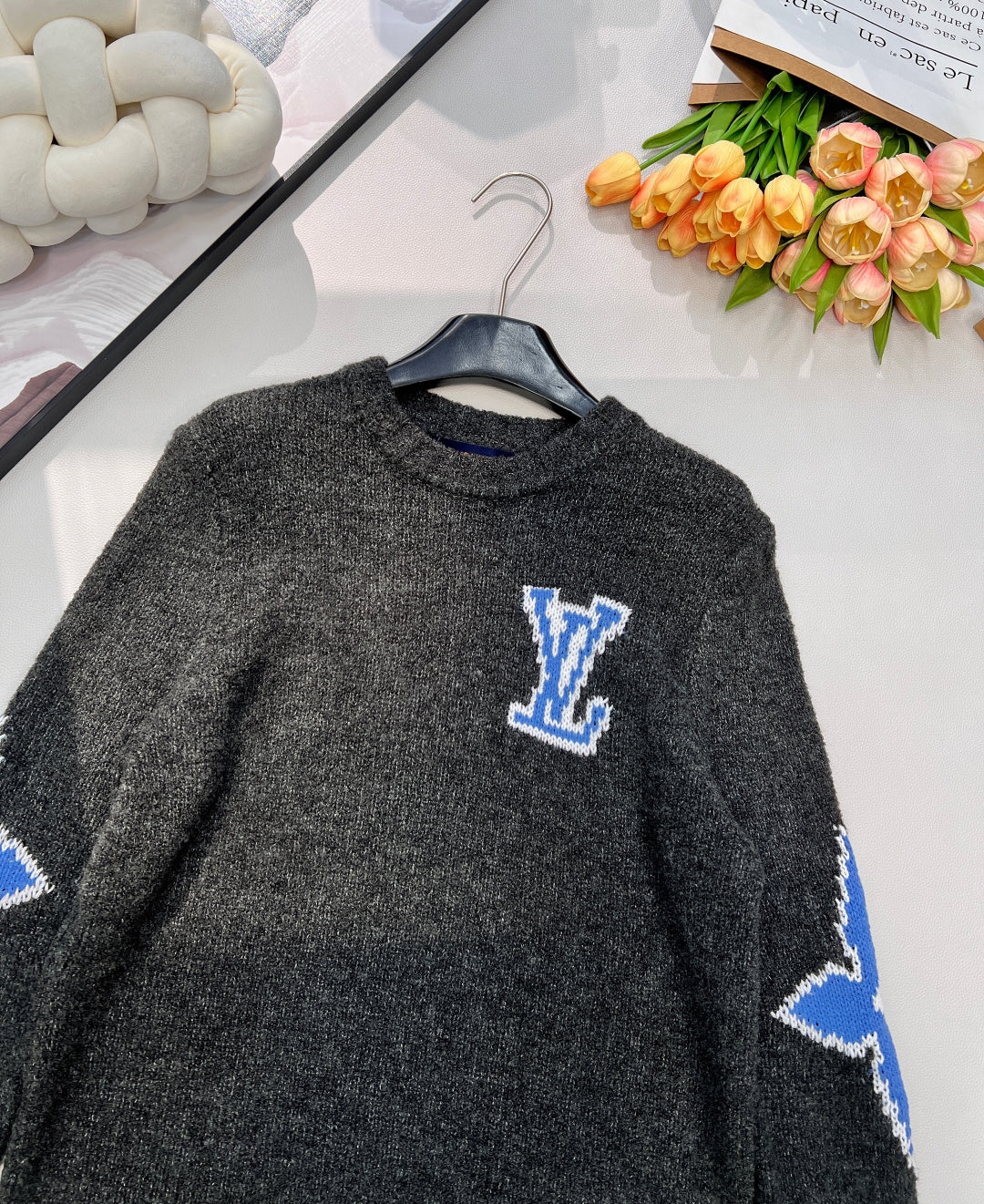 LV Jacquard Four-Leaf Clover Wool Knit Sweater 799502