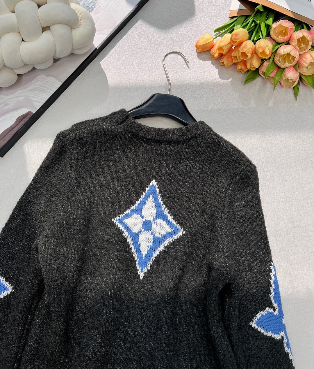 LV Jacquard Four-Leaf Clover Wool Knit Sweater 799502