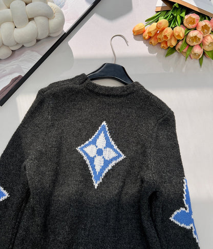 LV Jacquard Four-Leaf Clover Wool Knit Sweater 799502