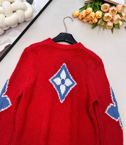 LV Jacquard Four-Leaf Clover Wool Knit Sweater 799494
