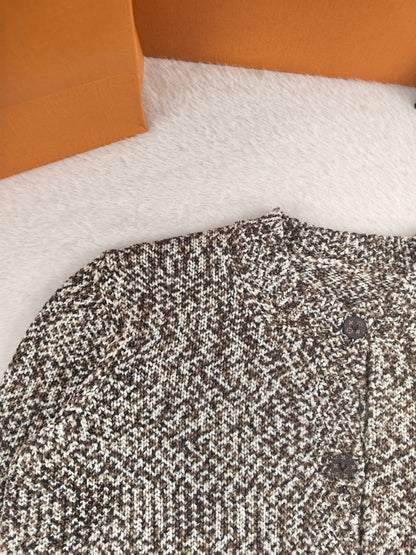 LV Gradient Floral Round Neck Cardigan