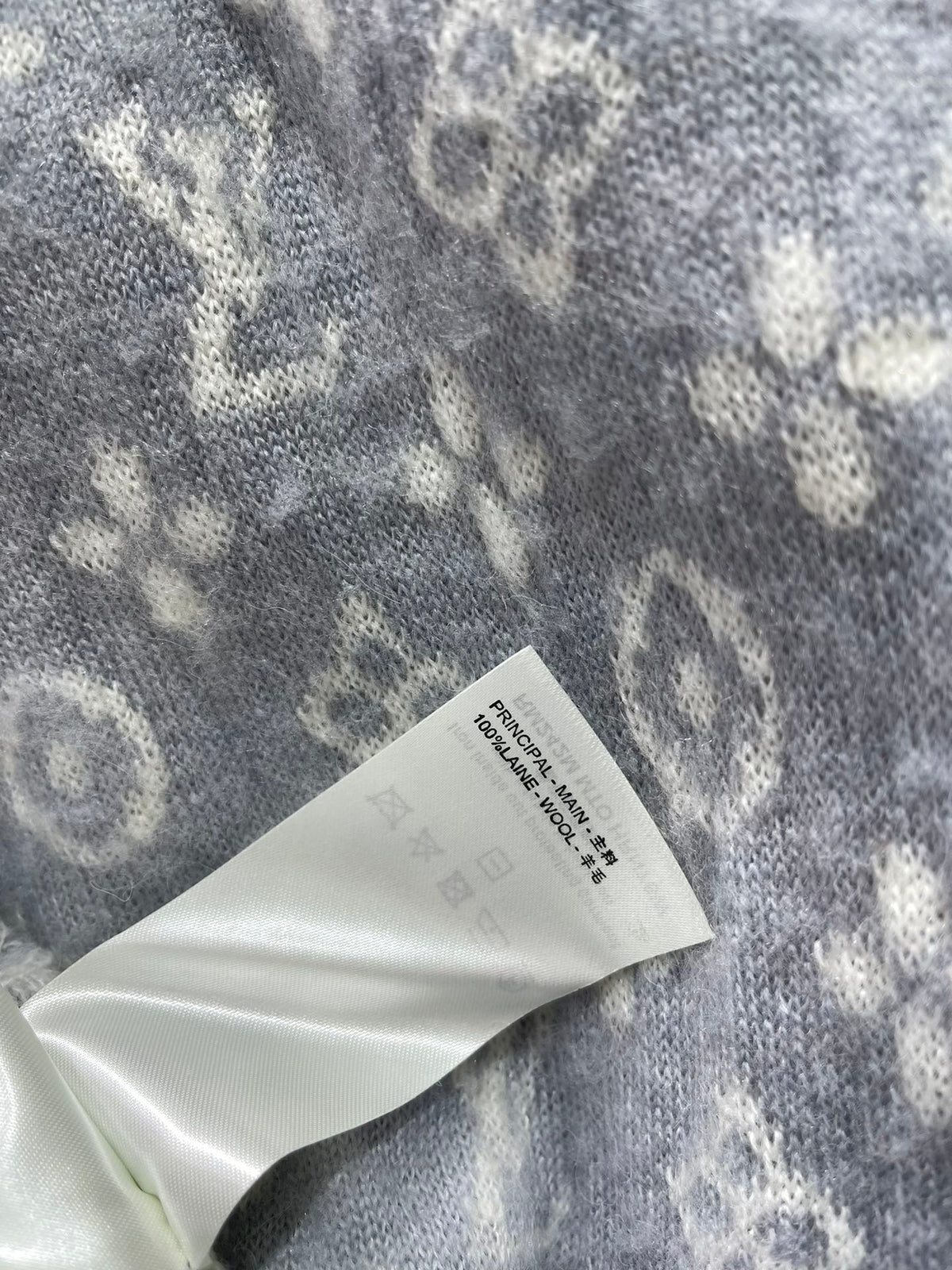 LV Monogram Jacquard All-over Print Gray Cardigan with Monogram Pattern