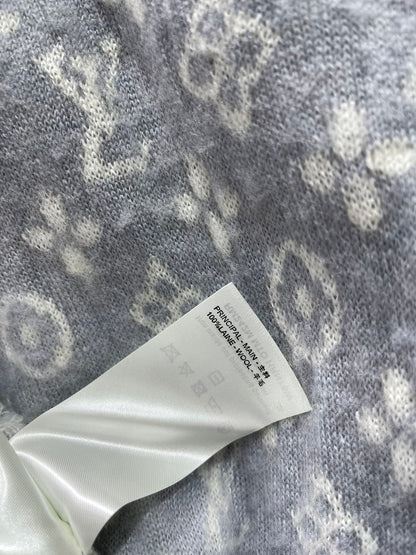 LV Monogram Jacquard All-over Print Gray Cardigan with Monogram Pattern