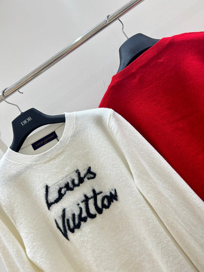 LV Monogram Jacquard Crew Neck Long-sleeved Knit Sweater