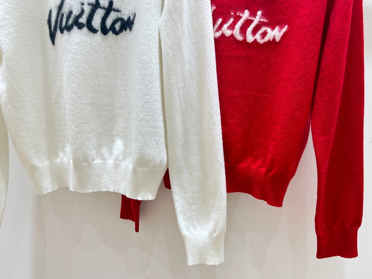 LV Monogram Jacquard Crew Neck Long-sleeved Knit Sweater