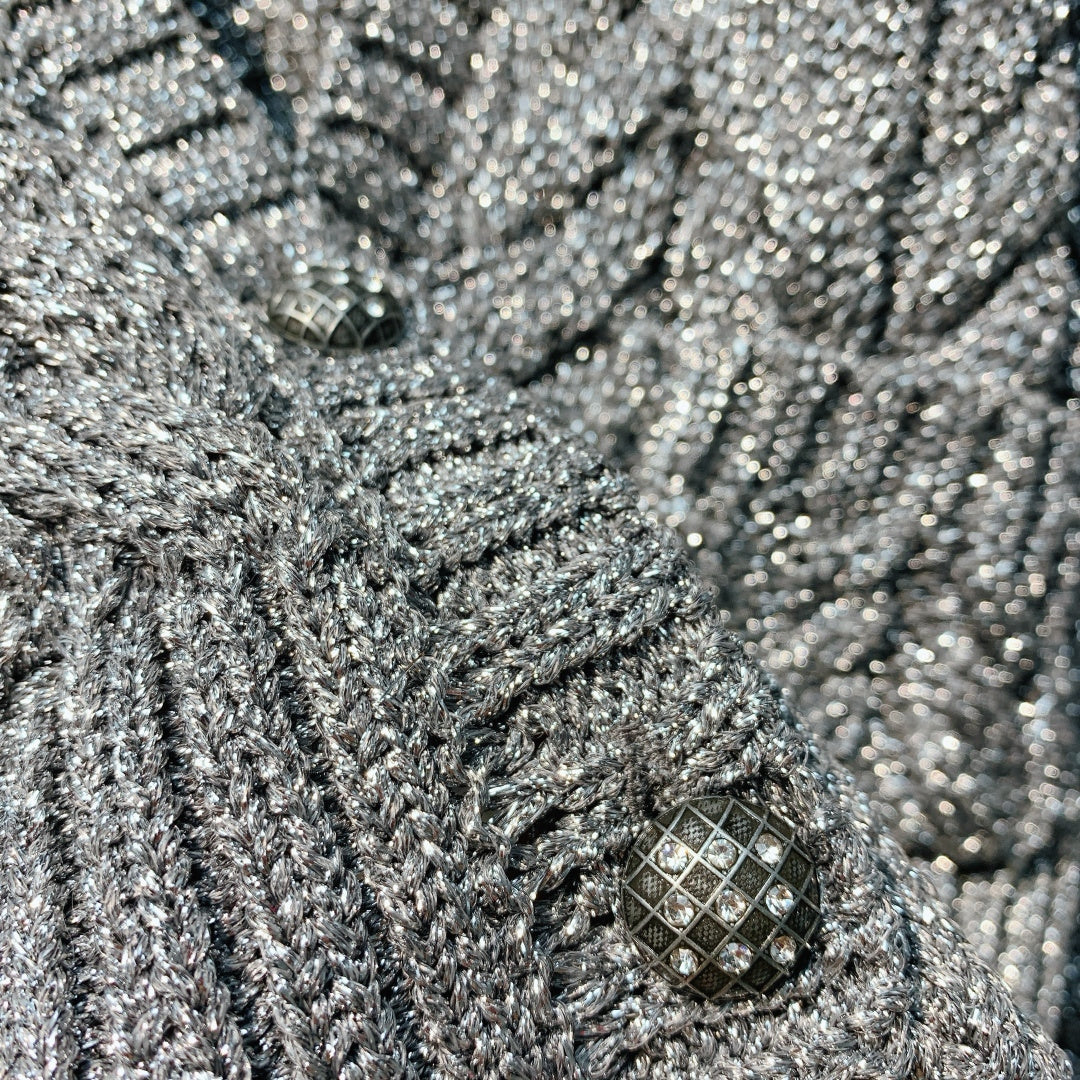 LV 25  Crochet V-Neck Trendy Button-Up Cardigan