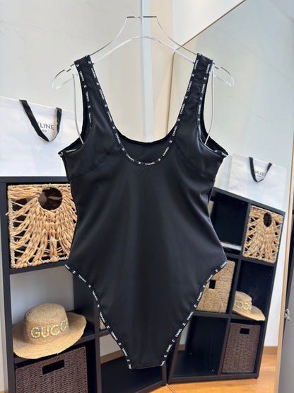 Chanel One-piece Swimsuit Black in Cotton 195158