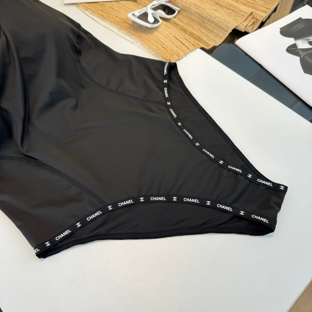 Chanel One-piece Swimsuit Black in Cotton 195158