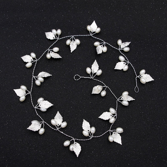Gold Baroque Alloy Leaf Handmade Pearl Hair Band Hair Accessories