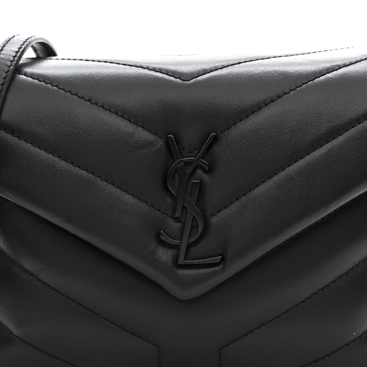 Calfskin Y Quilted Monogram Monochrome Toy Loulou Crossbody Bag Black