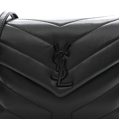 Calfskin Y Quilted Monogram Monochrome Toy Loulou Crossbody Bag Black