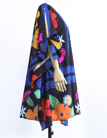 Fashion Fluffy Loose Dress Round Neck Bat Sleeve Women'S Dress