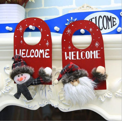 Santa Deer Pattern Door Decor For House Bar Christmas Decoration