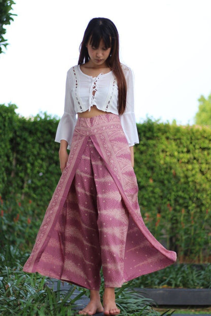Ethnic Style Elegant Split Wide Leg Pants Women Loose Fitness Yoga Pants-1