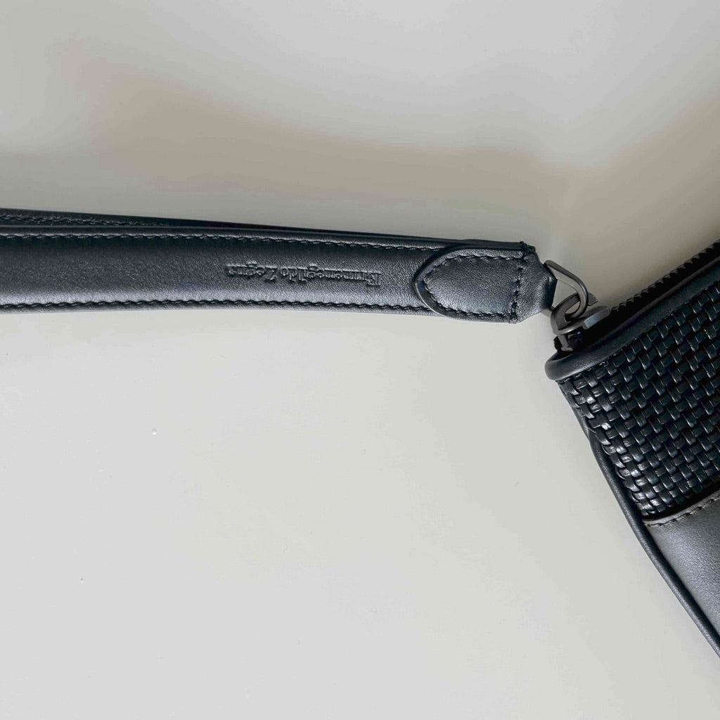 Zegna woven leather pouch