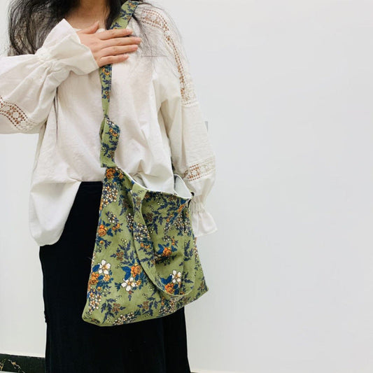 Floral Corduroy Vintage Tote Bag Stylish Crossbody Bag