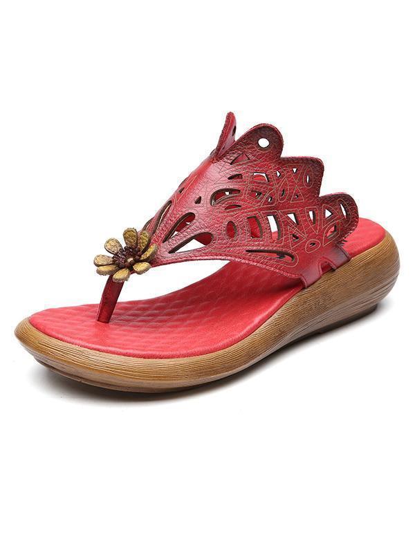 Summer Beach Literature Genuine Leather Slipper