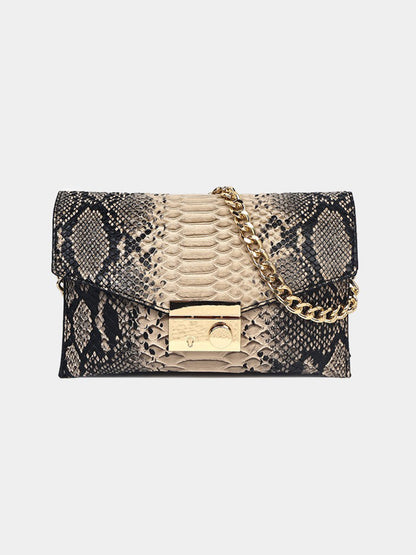 Riley Square Snakeskin-Patterned Leather Bag
