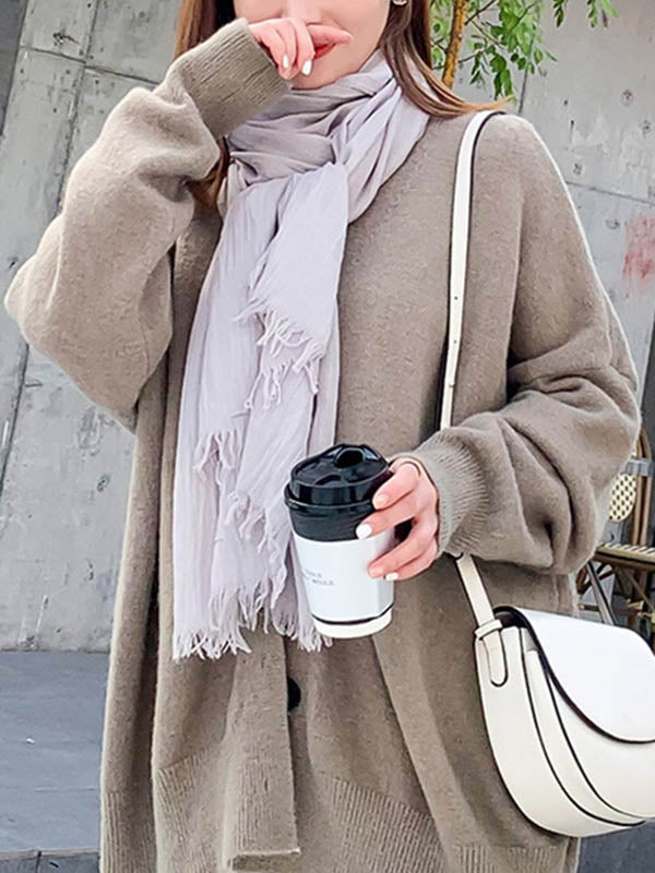 Casual Simple Ramie Cotton 14 Colors Scarf